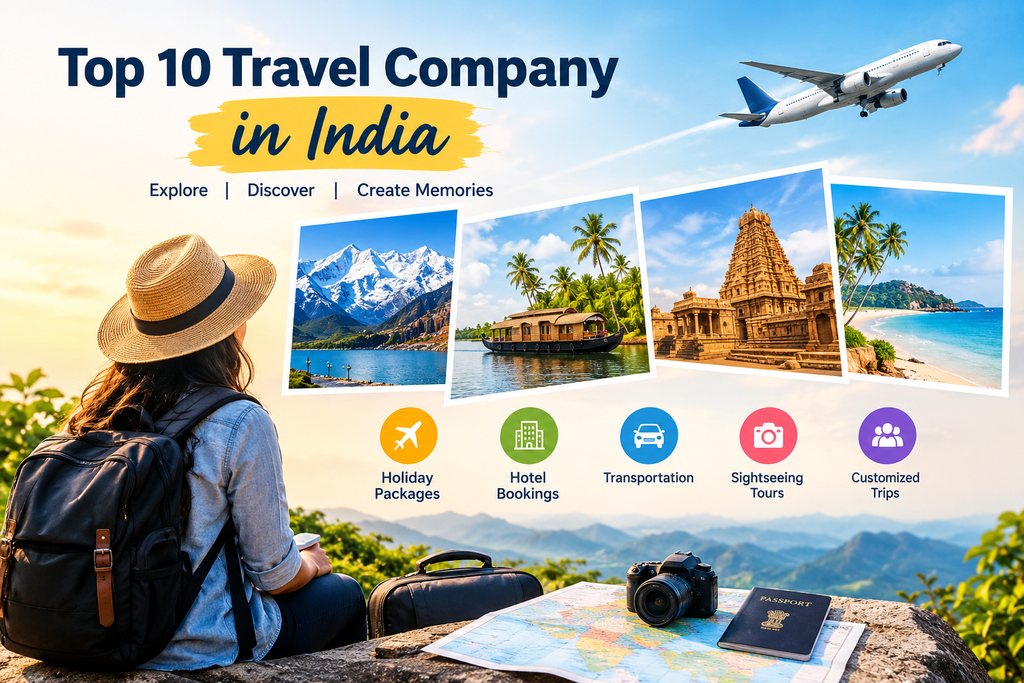 Top 10 travel companies in India offering holiday packages, hotel bookings, transportation, sightseeing tours, and customized travel experiences across India