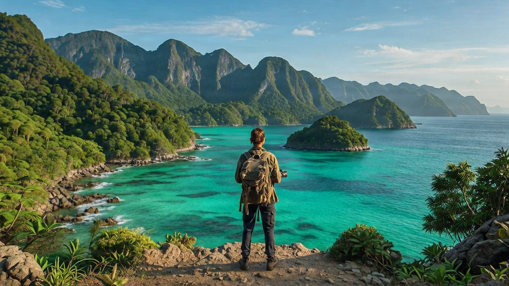 Scenic luxury travel destination overlooking the ocean